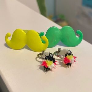 Cute rings and clip on earrings bundle!